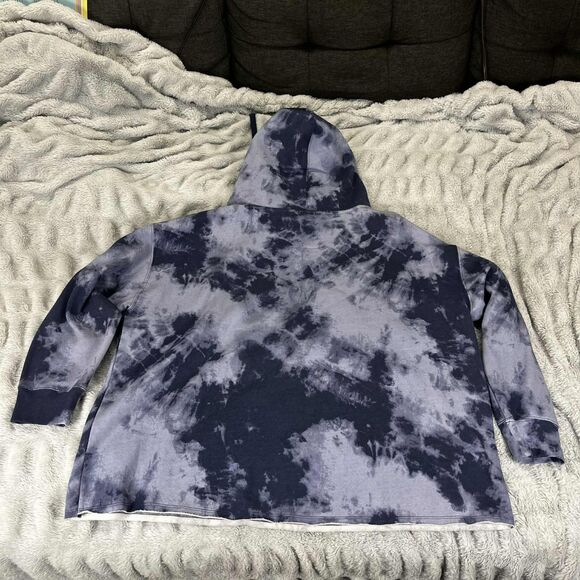 Peace Love World Hoodie Womens 2X Blue Tie Dye Pullover Graphic Long Sleeve Top - Picture 2 of 7